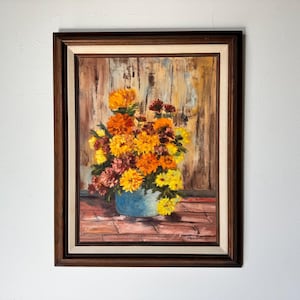 Vintage Still Life Oil on Canvas Painting by Janis M. Bolin