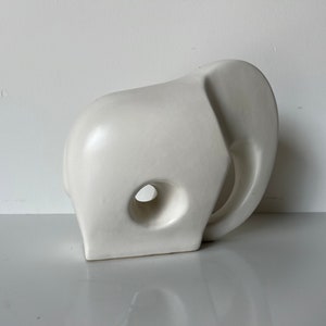 80's Modernist Azgla White Ceramic Minimalist Elephant Sculpture image 5