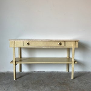 Italian Two Tier Console Table With Travertine Marble Top image 1