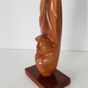 Italian Vintage Hand Carved Wood Abstract Sculpture . image 2