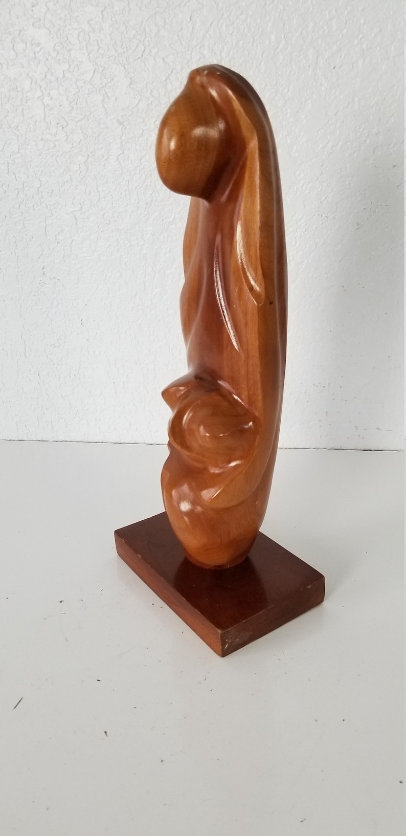 Italian Vintage Hand Carved Wood Abstract Sculpture . image 2