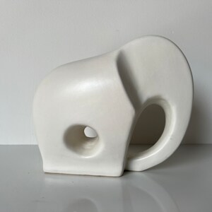 80's Modernist Azgla White Ceramic Minimalist Elephant Sculpture image 2