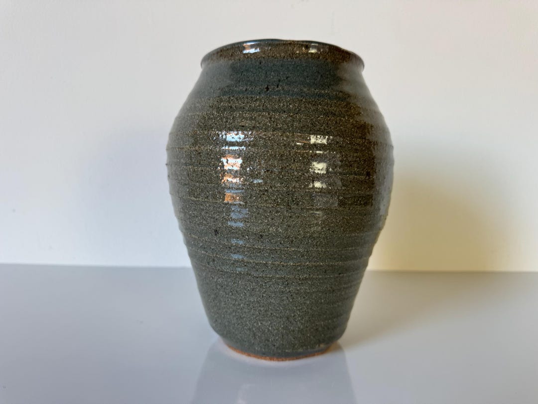 Vintage Green Glazed Studio Pottery Vase, Signed - Etsy
