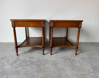 Pair of Vintage John Scalia for Schmieg & Kotzian Galleried Style One-Drawer Nightstands