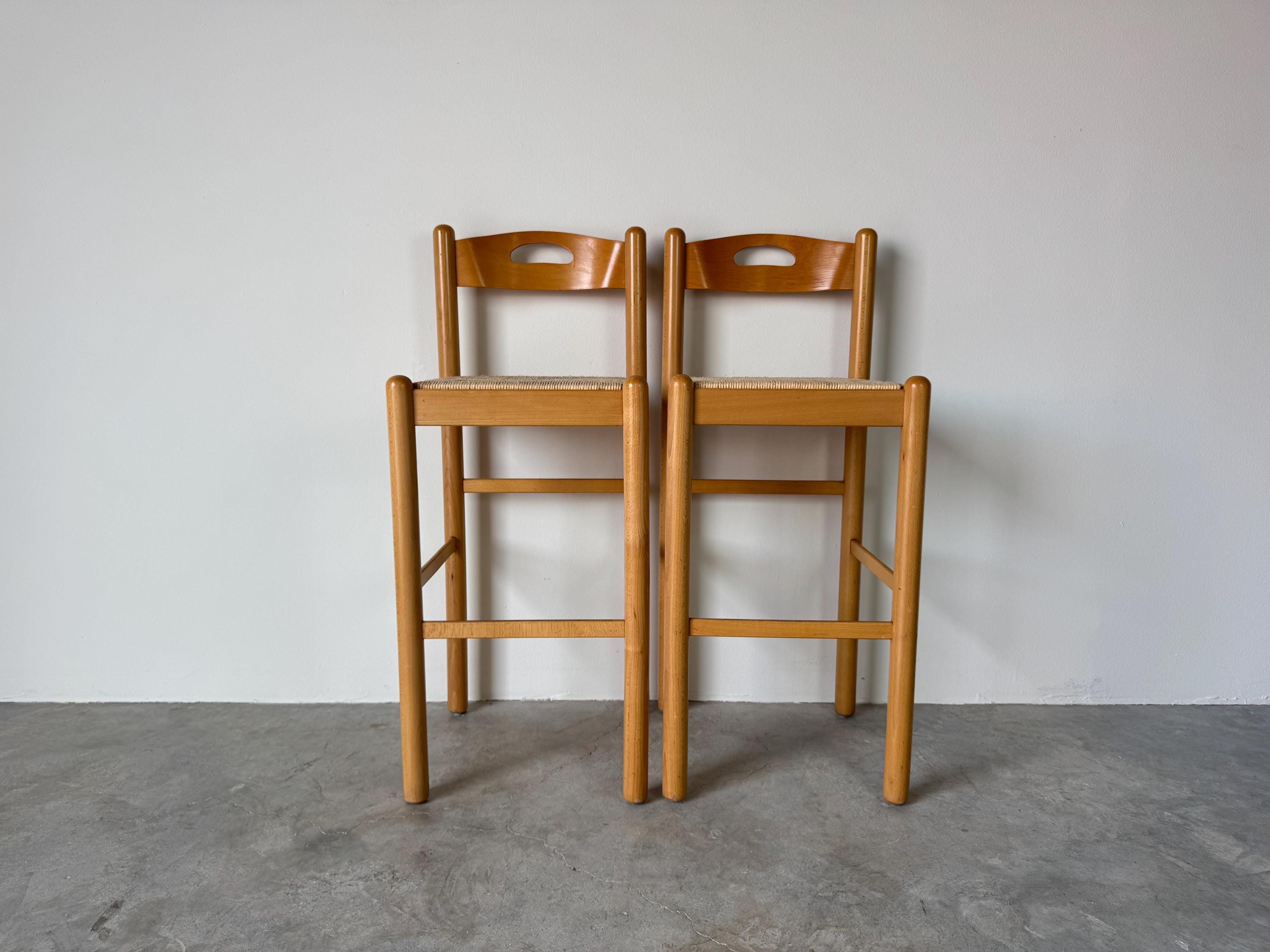 80's Postmodern Italian " Padova " Bar Stools After Hank Lowenstein - Pair