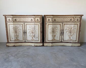 Vintage Habersham Palm Beach French Country Hand-Painted Distressed Finish Chests – A Pair