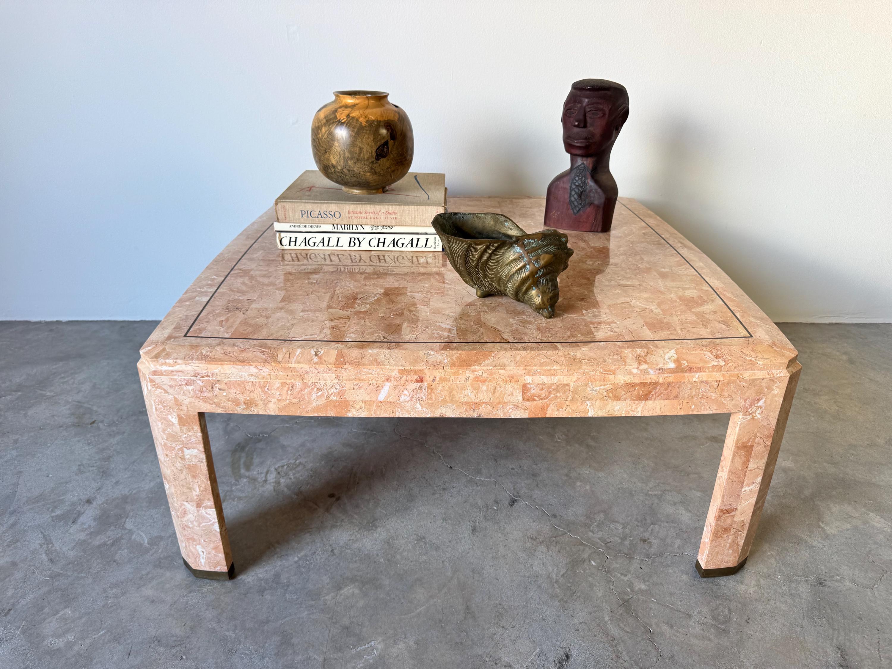 1980s Vintage Maitland Smith Style Tessellated Stone Coffee Table