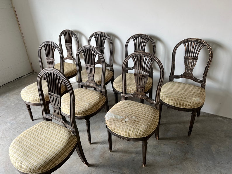 19th Century Antique French Louis XVI Balloon Backs Dining Chairs Set of 8 image 3