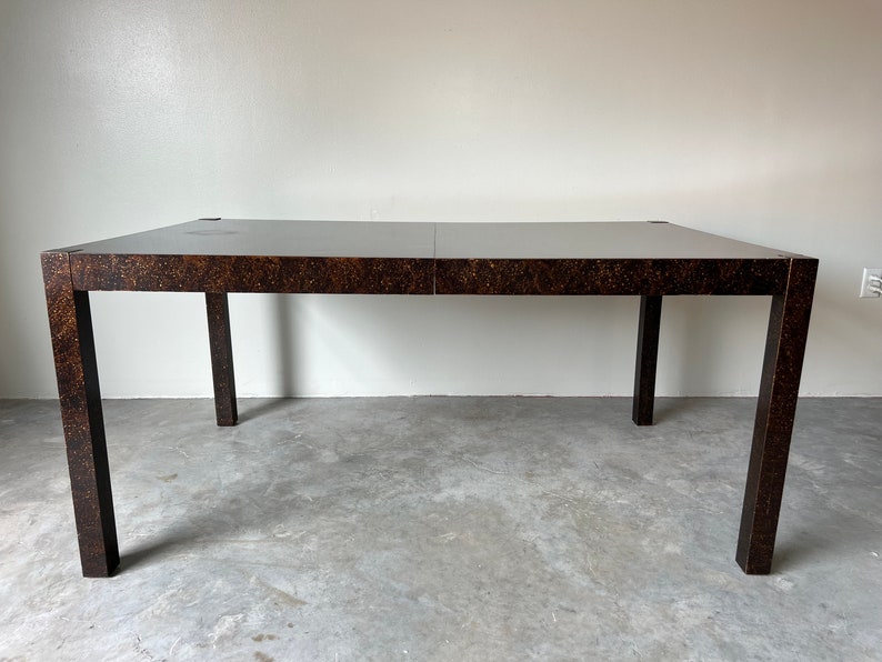 Vintage Parsons Style Faux Tortoise Shell Finish Rectangular Dining Table By Drexel image 2