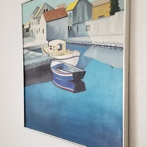 60's Modernist the Old Fishing Village Oil Painting by Kretschmann. image 3