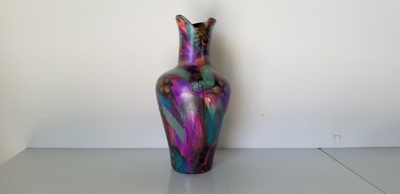 Vintage Abstract Hand Painted Ceramic Vase. image 2