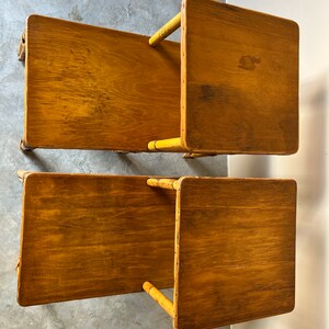 Vintage Heywood-Wakefield Style Bamboo & Rattan Side Tables a Pair image 6