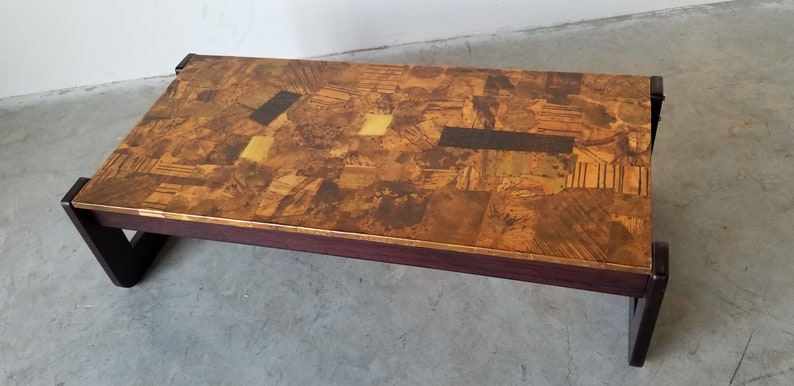 Percival Lafer Rosewood and Patchwork Copper Rectangular Coffee Table image 2