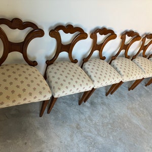 70's Hollywood Regency Biedermeier style Walnut Dining Chairs Set Of 6 image 4