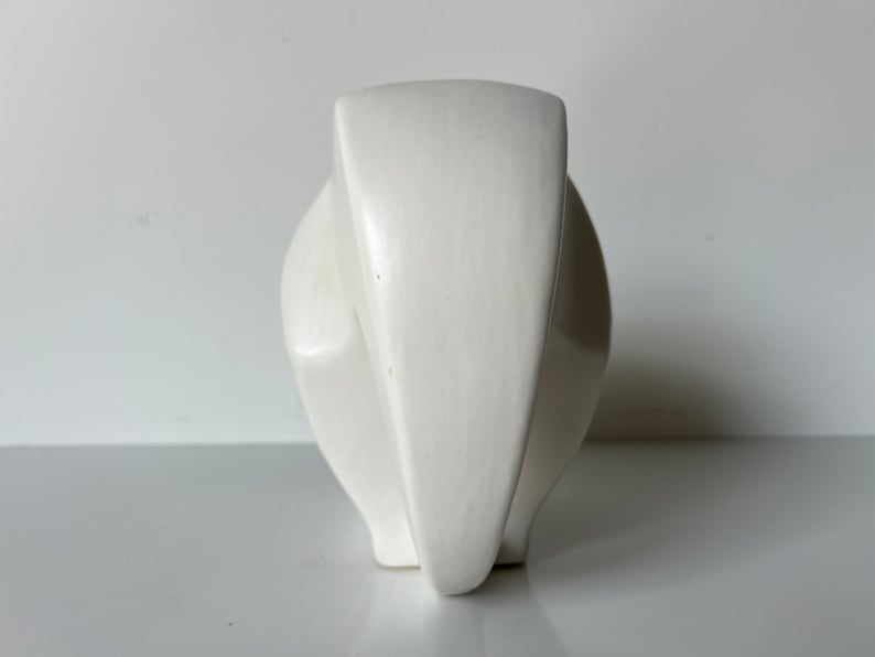 80's Modernist Azgla White Ceramic Minimalist Elephant Sculpture image 6