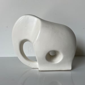 80's Modernist Azgla White Ceramic Minimalist Elephant Sculpture image 1