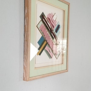 1980s 80's Tienel Postmodern Geometric Collage Wall Art / Painting image 2