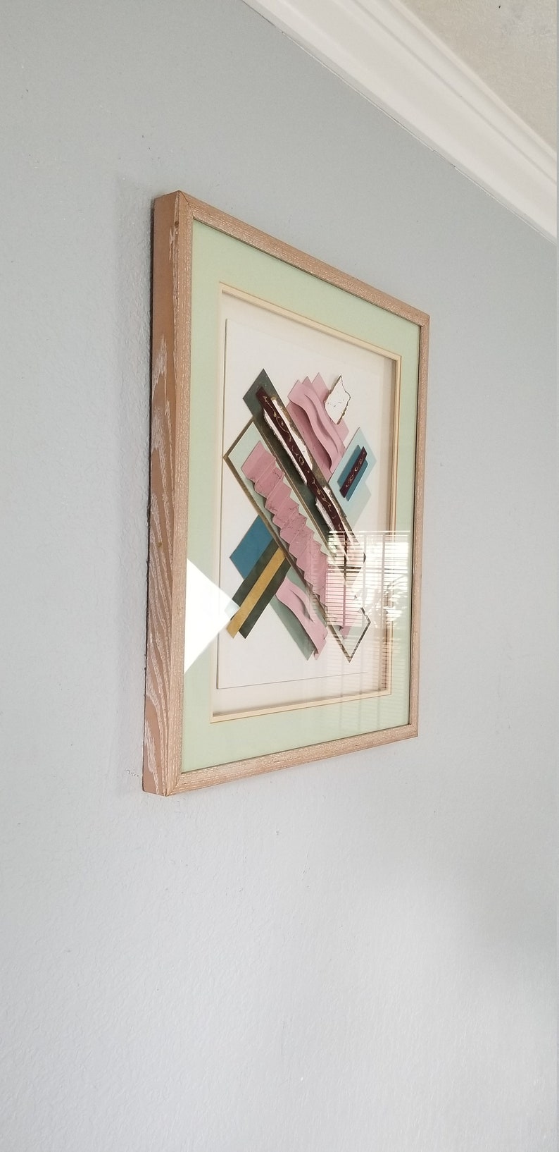 1980s 80's Tienel Postmodern Geometric Collage Wall Art / Painting image 2