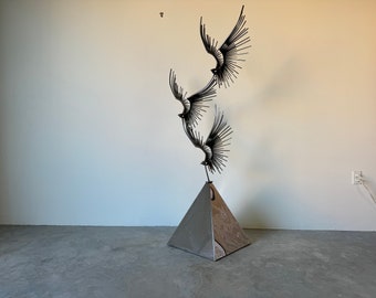 1970's Curtis Jere "Three Birds in Flight" Floor Sculpture