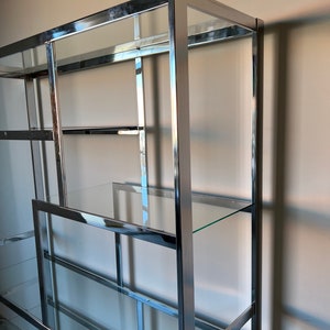 70's Mid Century Milo Baughman Style Chrome Etagere /Display Shelf image 7