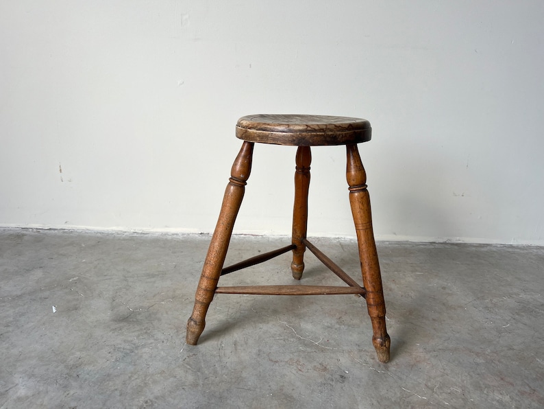 Vintage French Country Style Three Legged Stool image 8