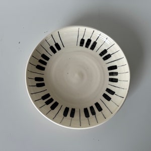 Vintage White and Black Ceramic Glazed Decorative Plate, Signed image 1