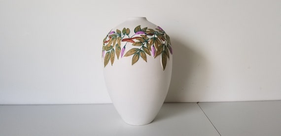 Vintage Mid-century Modern Ceramic Vase With Floral Pattern. - Etsy