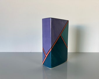 80's Postmodern Art Ceramic Vase , Signed