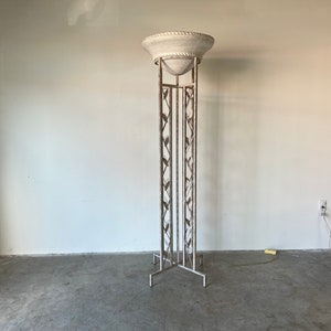 1980's Postmodern Style Sculptural Metal and Plaster Torchiere Floor Lamp image 9