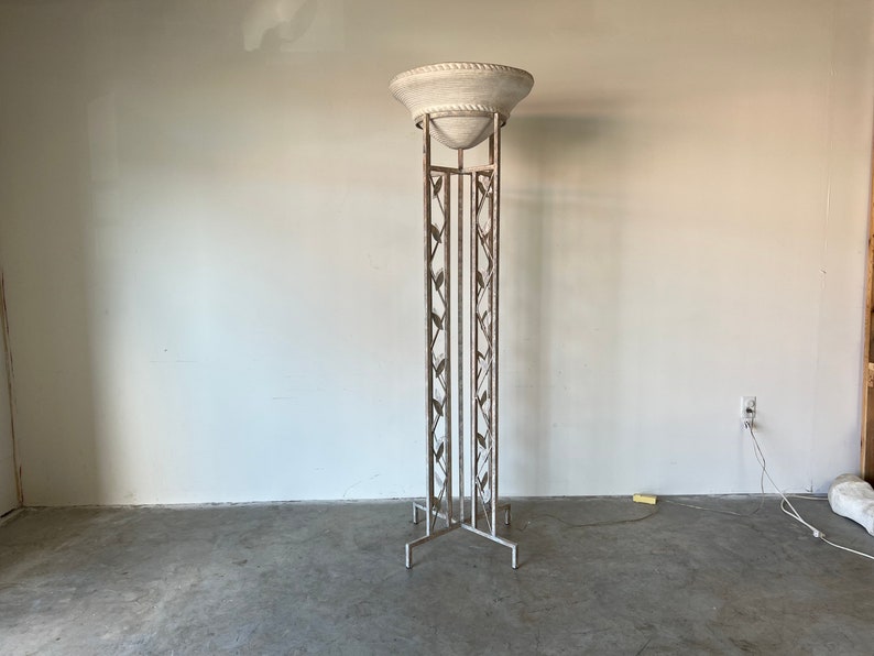 1980's Postmodern Style Sculptural Metal and Plaster Torchiere Floor Lamp image 9