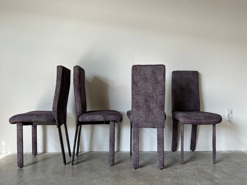 Postmodern Italian Design Upholstered Dining Chairs Set of 4 image 2