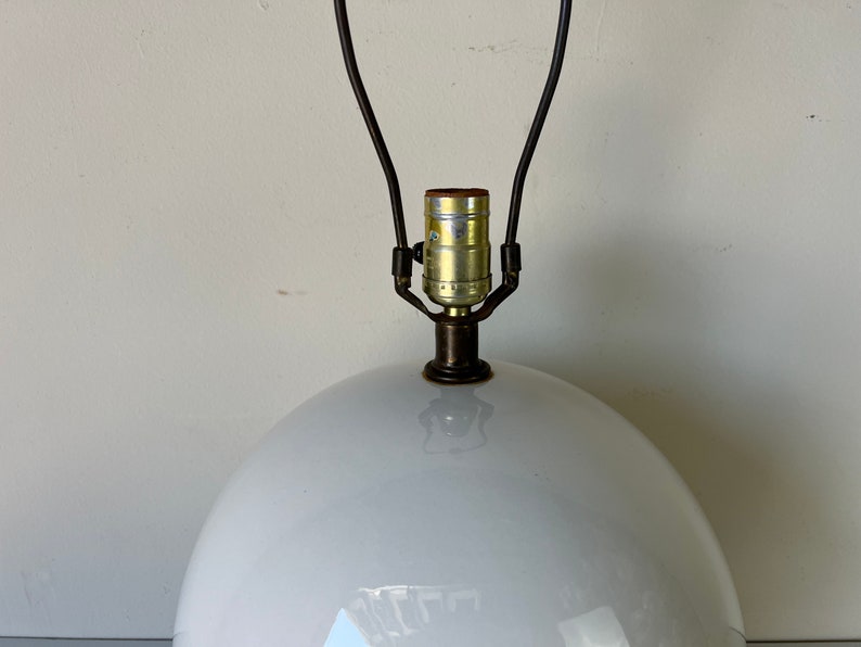 80's Postmodern Sphere Ball Shape Ceramic Table Lamp on Lucite Base image 5