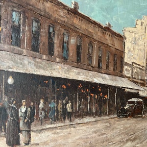 Vintage G. Neal Impressionist Streetscape Scene Oil on Canvas Painting image 8