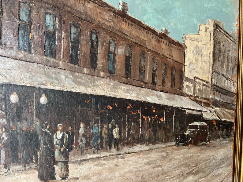 Vintage G. Neal Impressionist Streetscape Scene Oil on Canvas Painting image 8