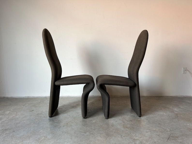 Jan Ekselius Style Postmodern Accent/ Dining Chairs by Roger Rougier a Pair image 5
