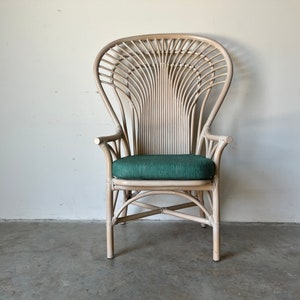 Palm Beach High Peacock Rattan and Leather Accent Chair