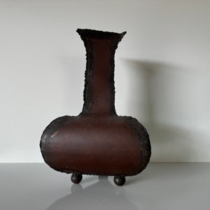 Vintage Art Torch Cut Brutalist Metal Vase Sculpture image 6