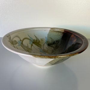 Vintage Hand Painted Abstract Design Pottery Bowl image 1