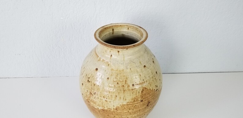 1980s Mid Century Studio Art Pottery Drip Glaze Vase, Signed image 6