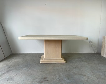 80's Postmodern- Style Grasscloth Top Dining Table
