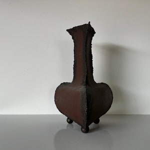 Vintage Art Torch Cut Brutalist Metal Vase Sculpture image 1