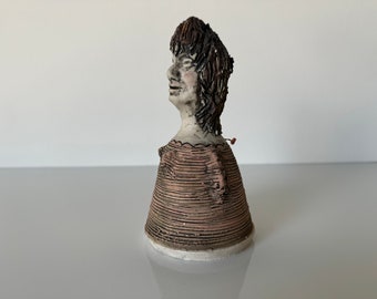 80's Vintage Sculptural Art Pottery Bell, Signed