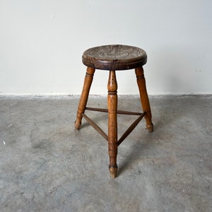 Vintage French Country Style Three Legged Stool image 1