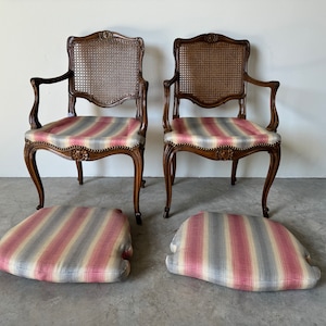 Louis XV Style French Country Arm Accent Dining Chairs A Pair image 2