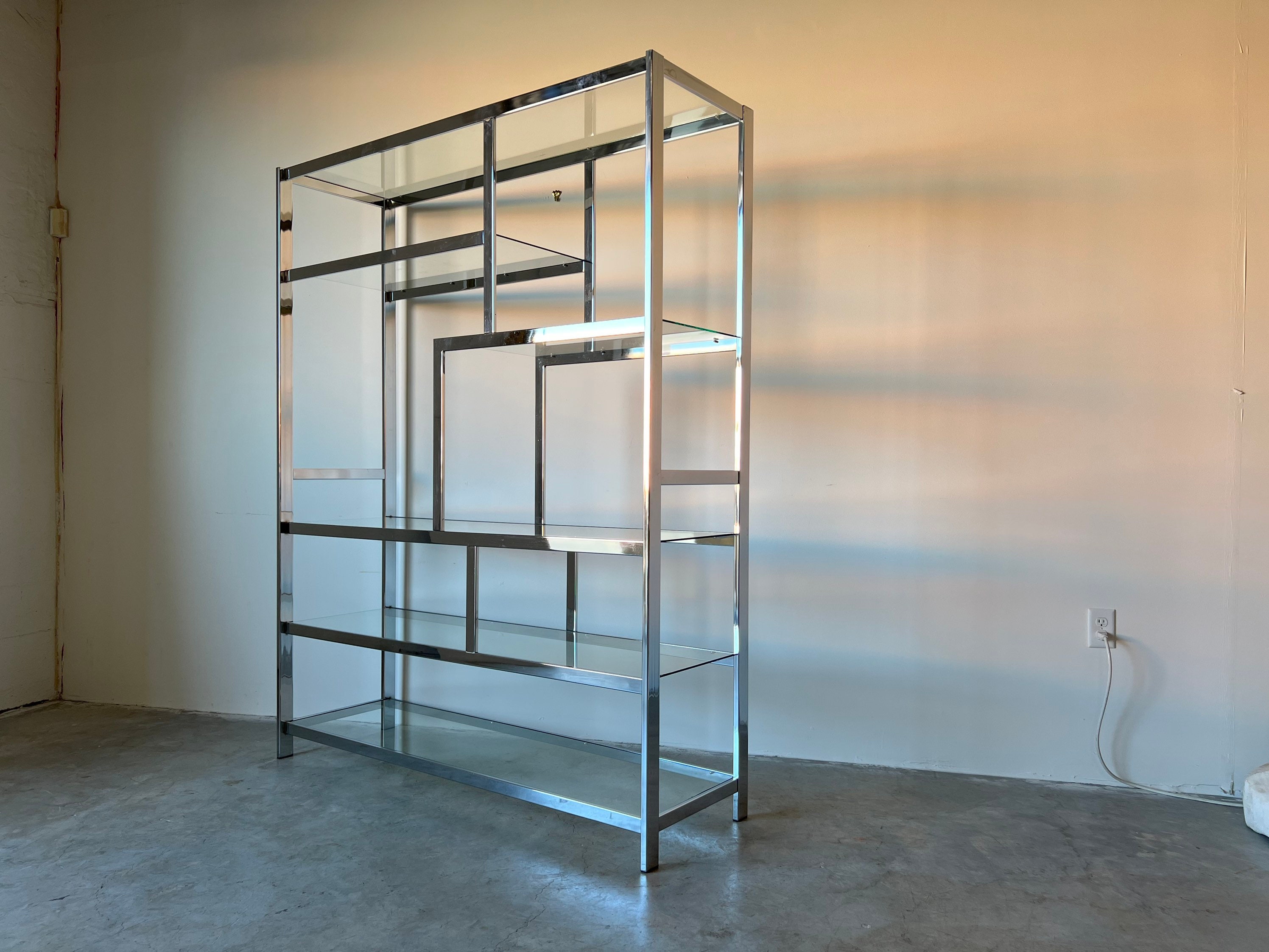 Milo baughman chrome etagere deals