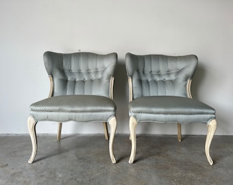Hollywood Regency Wingback Accent Chairs - a Pair