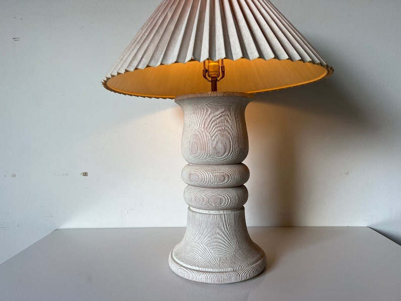 1980's Vintage Faux Bois Plaster Table Lamp image 4