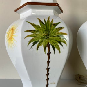 Palm Beach Hollywood Regency Ginger Jar Form Ceramic Table Lamps a Pair image 7