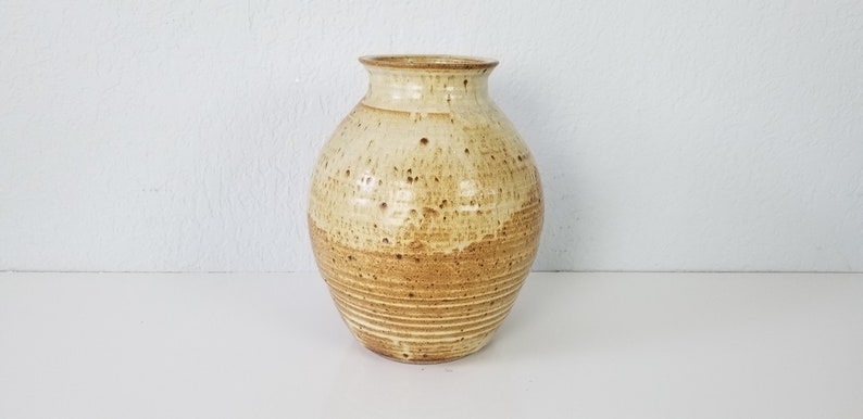 1980s Mid Century Studio Art Pottery Drip Glaze Vase, Signed image 2