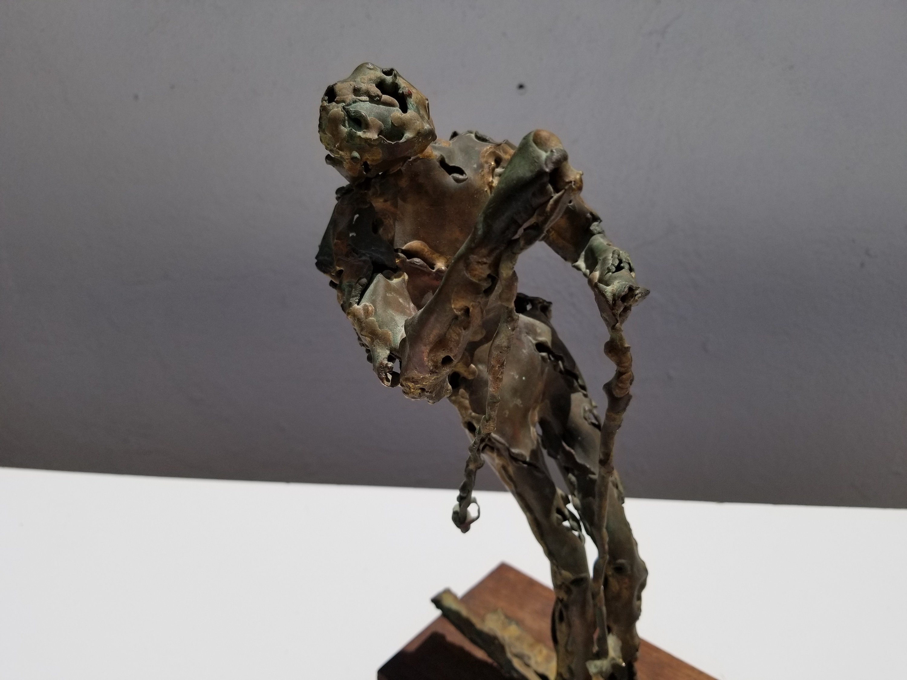 70's Figural Brutalist Art Torch Copper Table Sculpture . Art & Collectibles Art Objects